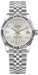 Rolex Datejust 31 Stainless Steel and White Gold Silver Diamond Dial Women's Watch M278274-0030