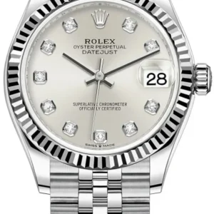 Rolex Datejust 31 Stainless Steel and White Gold Silver Diamond Dial Women's Watch M278274-0030