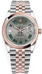 Rolex Datejust 36 Steel & Everose Gold Slate Roman Wimbledon Dial Women's Watch M126201-0029