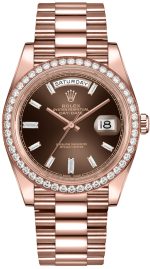 Rolex Day-Date 18k Everose Gold Chocolate Diamond Dial Men's Watch 40mm M228345RBR-0006