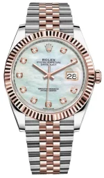 Rolex Datejust 41 Steel and Everose Gold Mother of Pearl Diamond Jubilee Men's Watch M126331-0014