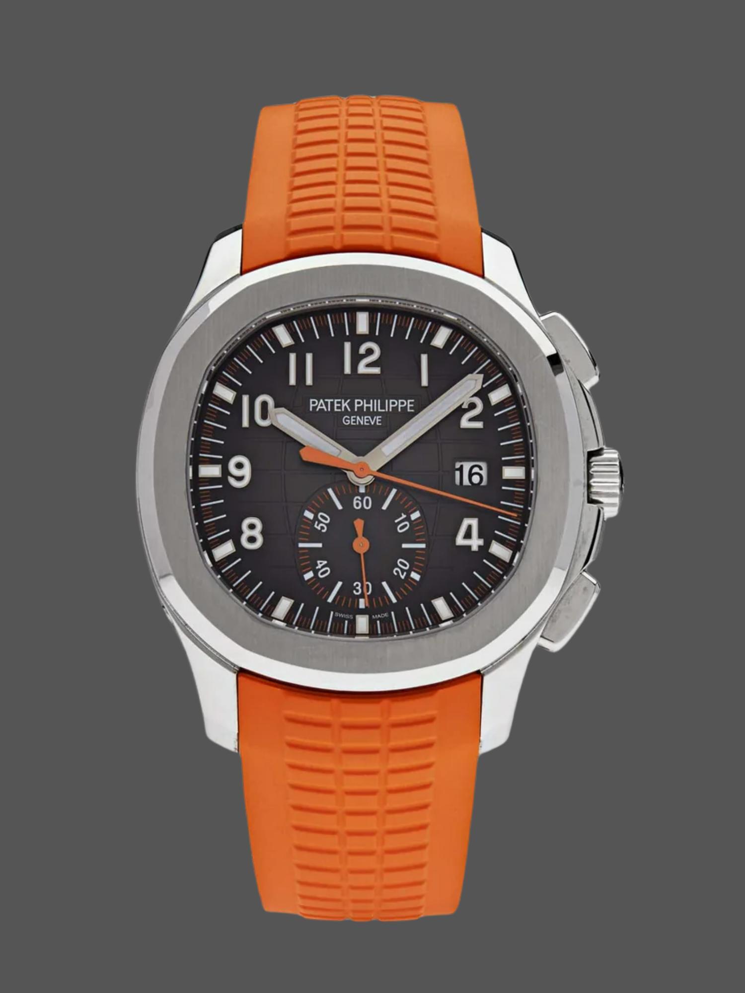 84AAD53F-A822-AA5F-1DCD-2F963365458B Replica Patek Philippe Aquanaut 5968A 001 Chronograph Orange Rubber 42mm - Image 1