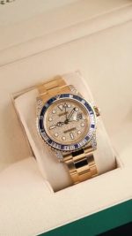 Rolex GMT-Master II 116758SA-78208 18k Yellow Gold Diamond & Blue Sapphire - Image 3