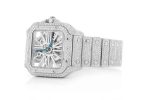 CARTIER SKELETON WATCH ICED OUT SANTOS 40MM STEEL SILVER REPLICA FULL MOISSANITE STUDDED - Image 2