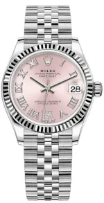 Rolex Datejust 31 Stainless Steel and White Gold Pink Roman Diamond Dial Women's Watch M278274-0024