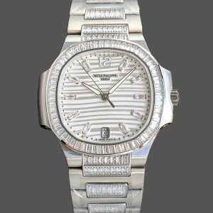 Patek Philippe Nautilus Ladies White Gold Diamond Bezel 7118