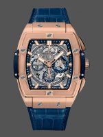Hublot Spirit of Big Bang Chronograph King Gold Blue Leather Men's Watch 641.OX.7180.LR