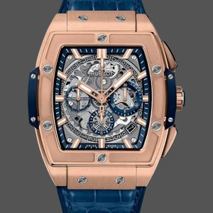 Hublot Spirit of Big Bang Chronograph King Gold Blue Leather Men's Watch 641.OX.7180.LR