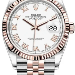 Rolex Datejust 36 Steel & Everose Gold White Roman Dial Jubilee Bracelet Women's Watch M126231-0015