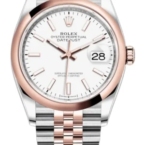Rolex Datejust 36 Steel & Everose Gold White Dial Women's Watch M126201-0017