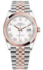 Rolex Datejust 36 Steel & Everose Gold White Roman Dial Women's Watch M126201-0015