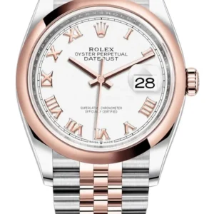 Rolex Datejust 36 Steel & Everose Gold White Roman Dial Women's Watch M126201-0015