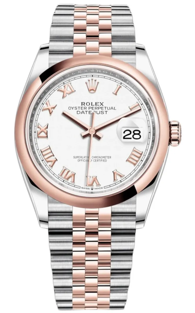 A6E596A6-FCB4-0C3B-2BB6-4D5CEE89BA1F Rolex Datejust 36 Steel & Everose Gold White Roman Dial Women's Watch M126201-0015 - Image 1