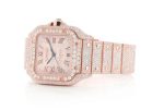 CARTIER SANTOS DE 40MM STEEL ROSE GOLD FULL ICED MOISSANITE ROMAN DIAL WATCH - Image 2