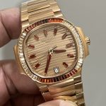 Patek Philippe Nautilus Ladies Rose Gold Gemset Bezel 7118 1300R 001 - Image 5