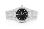 MOISSANITE WATCH AUDEMARS PIGUET ROYAL OAK 41MM FULL ICED BLACK DIAL