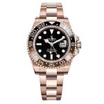 Rolex GMT-Master II 40mm Root Beer Black Dial Oyster Bracelet 18k Rose Gold Watch 126715chnr-0001