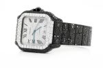 CARTIER SANTOS 100XL FULL ICED BLACK MOISSANITE DIAMONDS ROMAN DIAL 40MM WATCH - Image 2