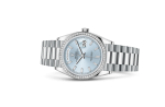 Lady Rolex DAY-DATE 36 128396TBR Ice Blue Baguette Index Replica - Image 8