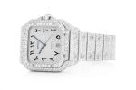 CARTIER SANTOS WATCH ICED OUT 100 XL FULL VVS MOISSANITE HEBREW DIAL - Image 4