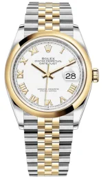 Rolex Datejust 36 Steel & Yellow Gold White Roman Dial Women's Watch M126203-0029