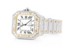 CARTIER WATCH BUST DOWN SANTOS DE 40MM TWO TONE FULL ICED VVS MOISSANITE ROMAN DIAL - Image 2