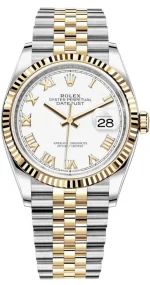 Rolex Datejust 36 Steel & Yellow Gold White Roman Dial Jubilee Women's Watch M126233-0029