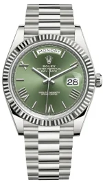 Rolex Day-Date 40 18K White Gold Olive Green Dial Men's Watch M228239-0033