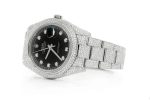 ROLEX DATEJUST ICED OUT 41MM SILVER BLACK DIAL AUTOMATIC STAINLESS STEEL WATCH FULL MOISSANITE 16.00CT - Image 2
