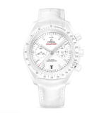 Speedmaster Dark Side of the Moon 44.25 mm, white ceramic on leather strap
