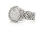 ROLEX DATEJUST 36MM SILVER AUTOMATIC STAINLESS STEEL FULL ICED MOISSANITE WATCH 17.00CT - Image 3