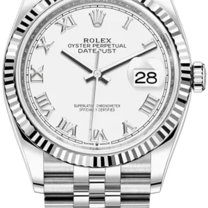 Rolex Datejust 36 Steel & White Gold White Roman Dial Women's Watch M126234-0025