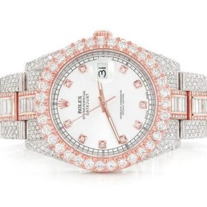 ROLEX DIAMOND WATCH DATEJUST 41MM TWO TONE FULL ICED MOISSANITE 22.10CT