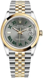 Rolex Datejust 36 Steel & Yellow Gold Slate Roman Dial Women's Watch M126203-0035
