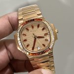Patek Philippe Nautilus Ladies Rose Gold Gemset Bezel 7118 1300R 001 - Image 4
