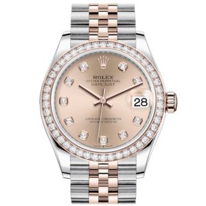 Rolex Datejust 31 Ros茅 Diamonds Dial Diamond Bezel Rose Gold Two Tone Jubilee Watch 278381RBR 278381