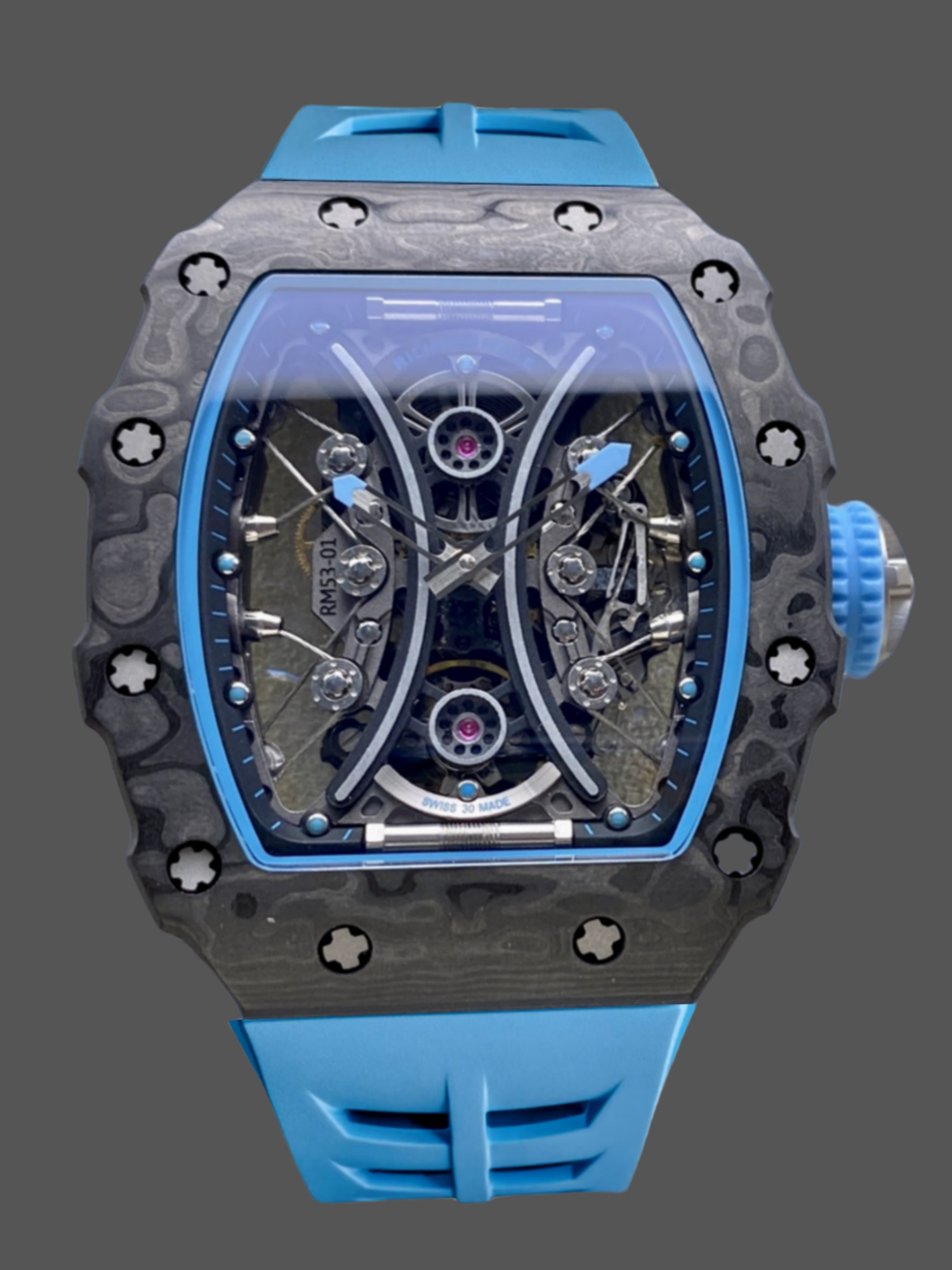 DE087E24-EFA6-B98D-4258-B79D192095B0 Richard Mille RM 53-01 Tourbillon Pablo Mac Donough Blue Rubber Strap - Image 1