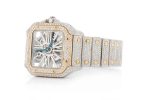 CARTIER SKELETON WATCH ICED OUT 40MM TWO TONE STEEL VVS MOISSANITE - Image 2