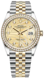 Rolex Datejust 36 Yellow Gold & Diamonds Golden Palm-Motif Diamond Dial Women's Watch M126283RBR-0029