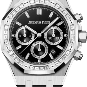 AP Royal Oak Diamond Set Steel Watch 41mm Black Dial