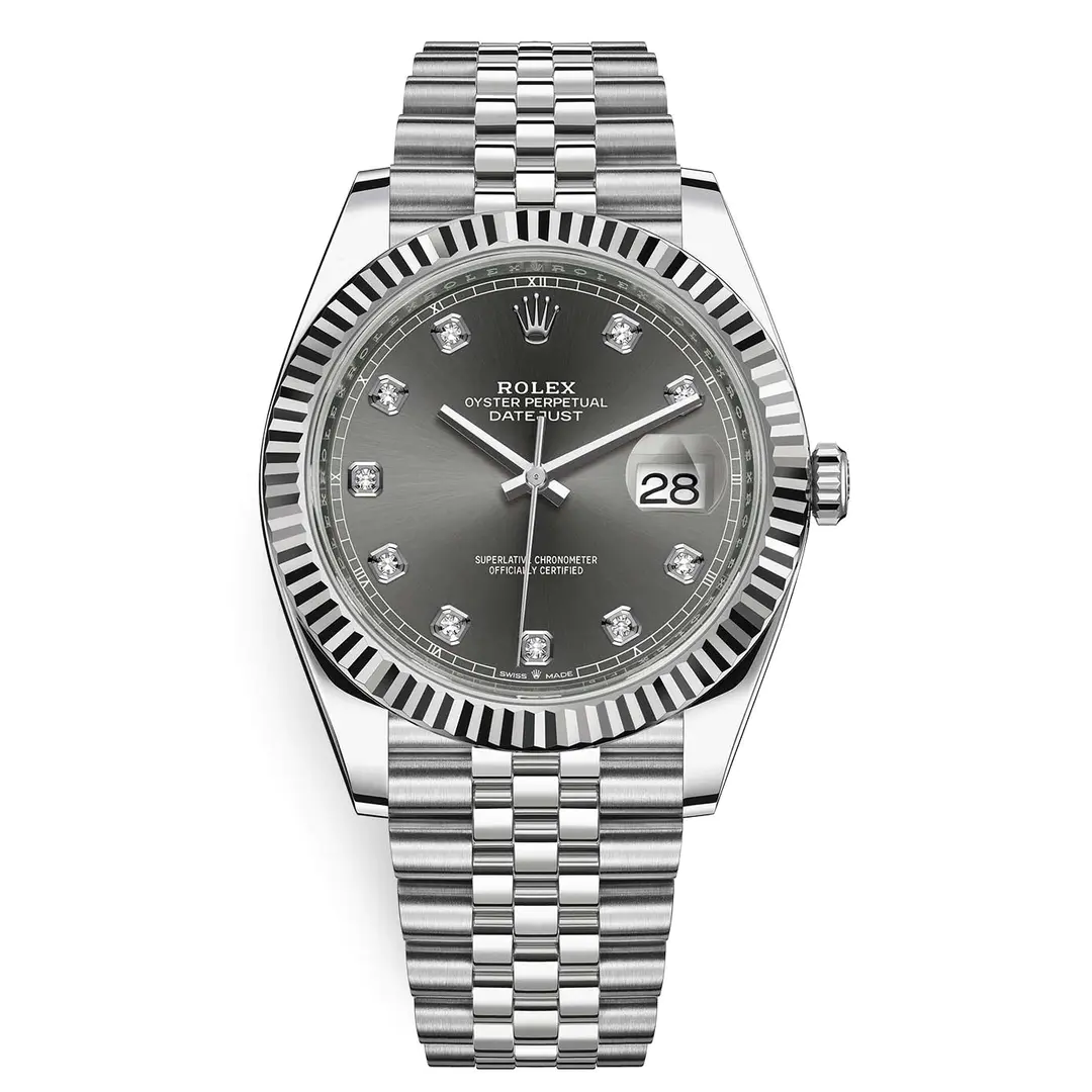 ED920456-A272-D0C7-4B49-6478FA06D366 Rolex DateJust 41 Rhodium Diamond Dial 126334 Steel & 18k White Gold - Image 1