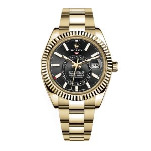 Rolex Sky-Dweller Black Dial Automatic 18kt Yellow Gold Watch 330938-0004