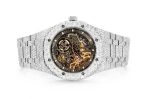 ICED OUT AP WATCH 41MM SKELETON SILVER VVS MOISSANITE 24CT