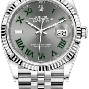 Rolex Datejust 36 Steel & White Gold Slate Roman Dial Women's Watch M126234-0045