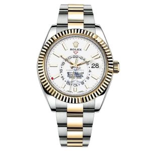 Rolex Sky-Dweller Automatic Men's 18kt Yellow Gold White Dial Oyster Watch 330933-0009