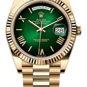 Rolex 2024 Day-Date m128238-0118 Green Dial Yellow Gold Bracelet
