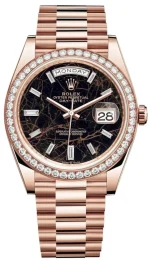Rolex Day-Date 40 18k Everose Gold Eisenkiesel Diamond Dial Diamond Bezel Men's Watch M228345RBR-0016